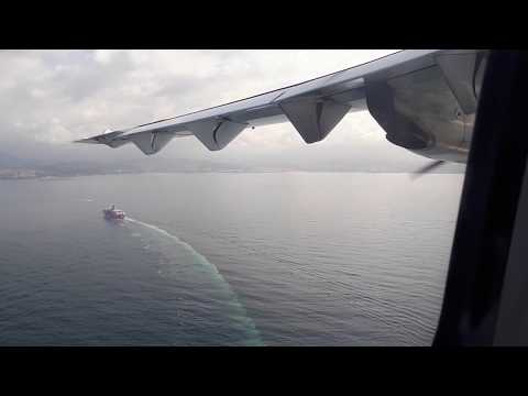 ATR-72 AIR CORSICA - Landing at Ajaccio airport, Corsica, France - beautiful panorama