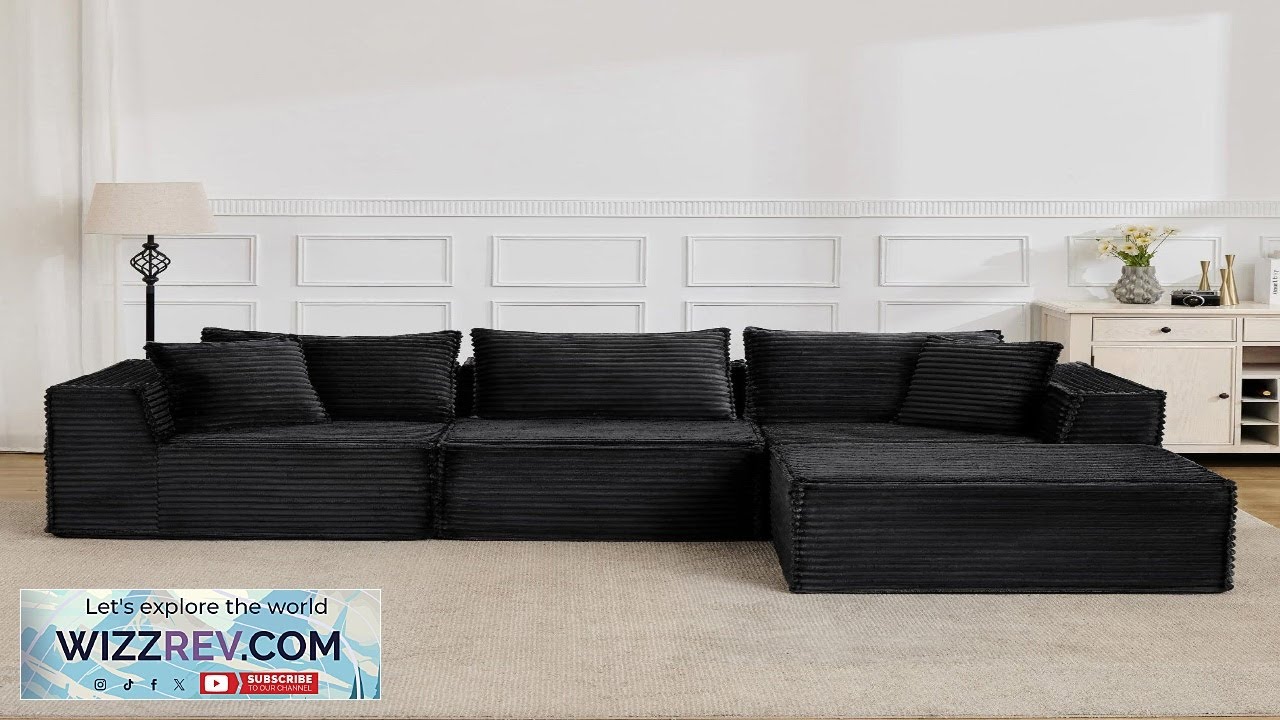 Garvee 107" Modular Sectional Sofa with Deep Seat Modern L Shape Boneless Couch