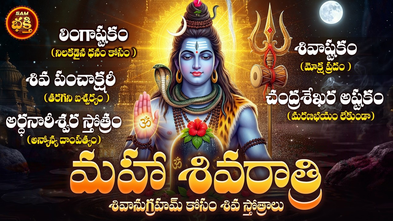 దారిద్ర్యం తొలగి, ఆయురారోగ్యాలు, మనశ్శాంతి,,మోక్షం, మహదైశ్వర్యంనిచ్చే మహాశివరాత్రి శివ స్తోత్రాలు