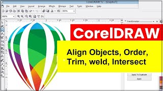 CorelDraw Align Objects, Order, Trim,weld,Intersect