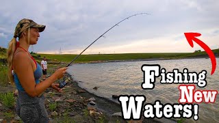 Fishing A Massive Power-Plant Spillway And Its Shallow Backwaters!!! (Multi-Species Fish!!)