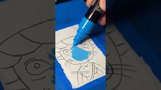 Drawing Smurf Cat Meme on a CARD with Posca Markers! #shorts