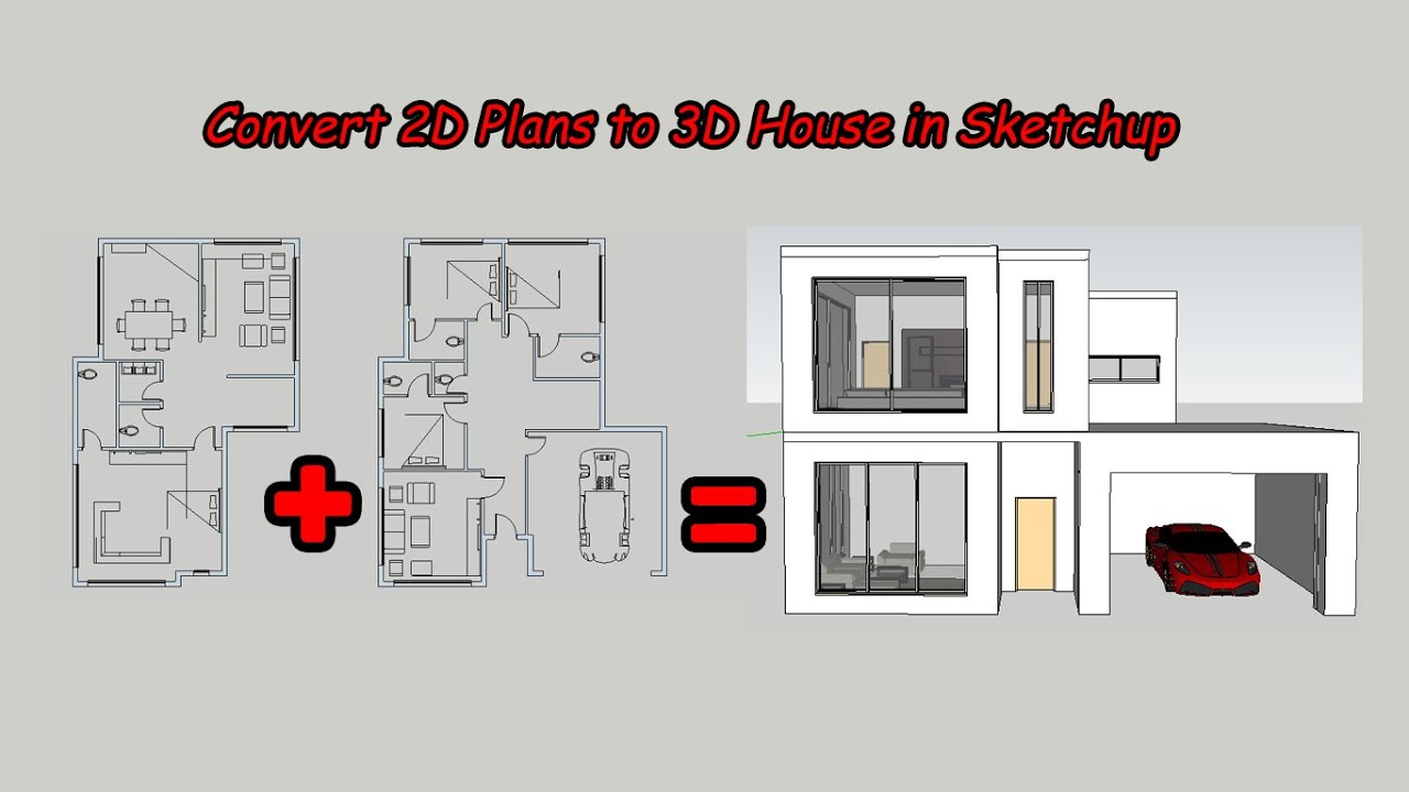 Convert 2d Plan To 3d House In Sketchup Youtube