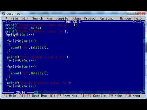 Two Dimensional Matrix Addition Program in C Language  - using Array - Run time