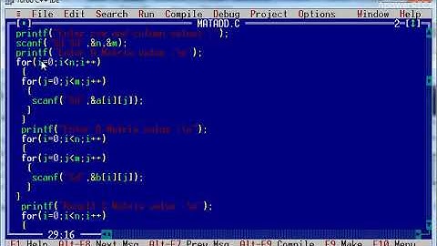 Two Dimensional Matrix Addition Program in C Language  - using Array - Run time