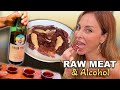 Raw meat and alcohol with ethiopian friends  ethiopian food