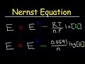Nernst Equation Explained, Electrochemistry, Example Problems, pH, Chemistry, Galvanic Cell