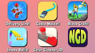Delivery Line!, Cable Master!, Block Craft!, Snake Ballz!, Color Cleaner 3D | New Games Daily screenshot 5