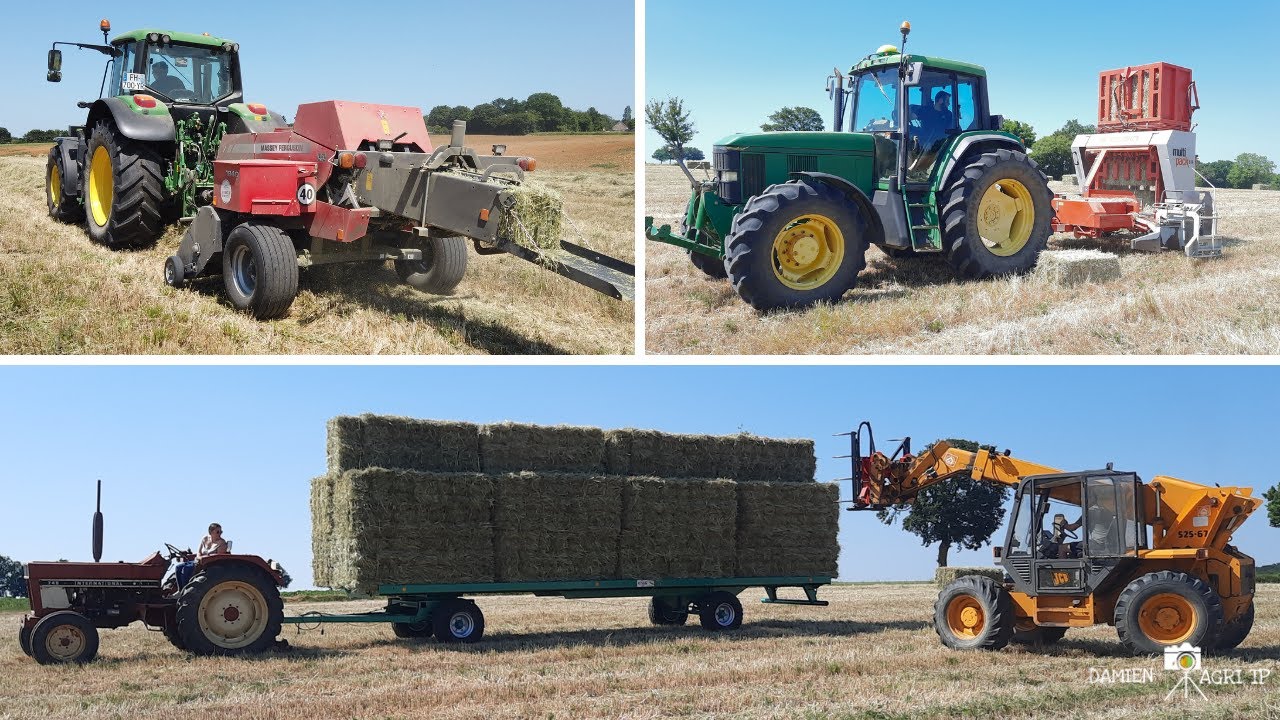 Foin en petite botte / 2 x JD & Arcusin multi pack B14 & Presse Massey / SCEA des trois chardons