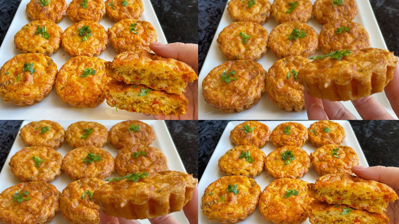 فطائر ميني كيش بعجين سائل بدون ذلك ولا عجن بحشوة ساهلة ولذيذة خفاف ومهوين متشبعوش منهم وجبة غذاء او