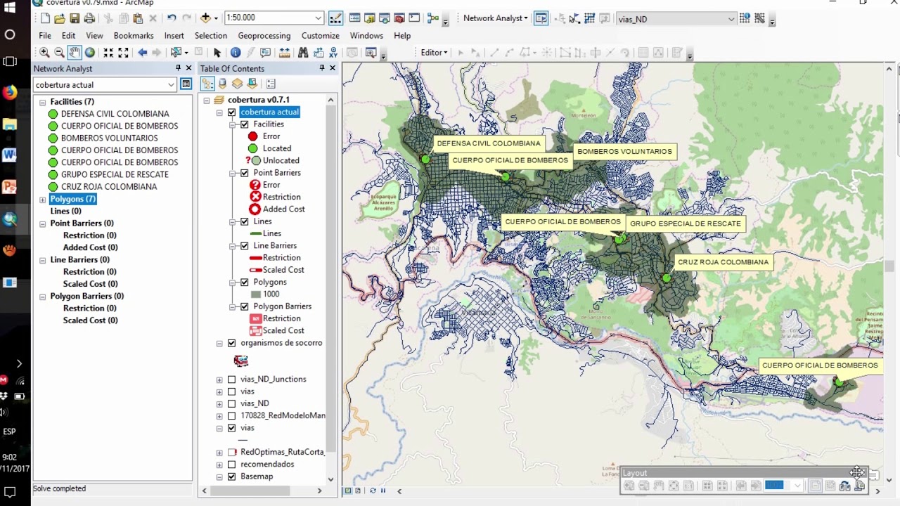 area de servicio con network analyst de arcgis - YouTube