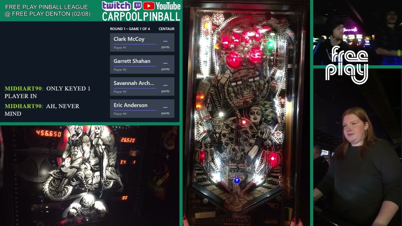 Free Play Pinball League Week 4 @ Free Play Denton (02/08)
