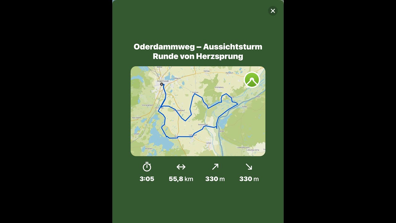 Angermünde Oderdammweg – Aussichtsturm Runde von Herzsprung