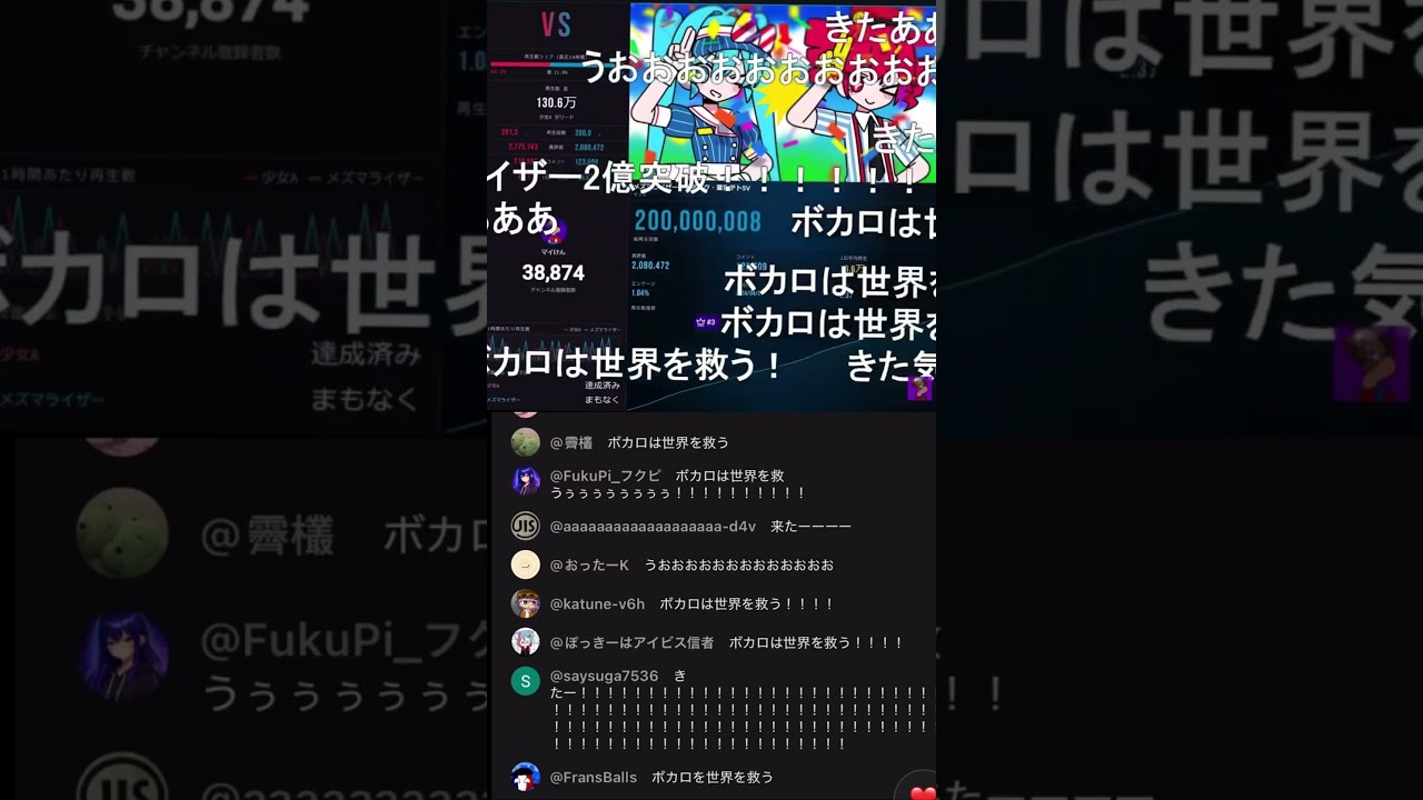 祝!メズマライザー2億再生達成の瞬間‼️