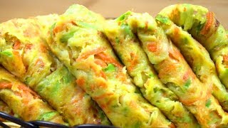 早餐鸡蛋饼简单做法，柔软鲜嫩，几分钟可以搞定的营养的早餐