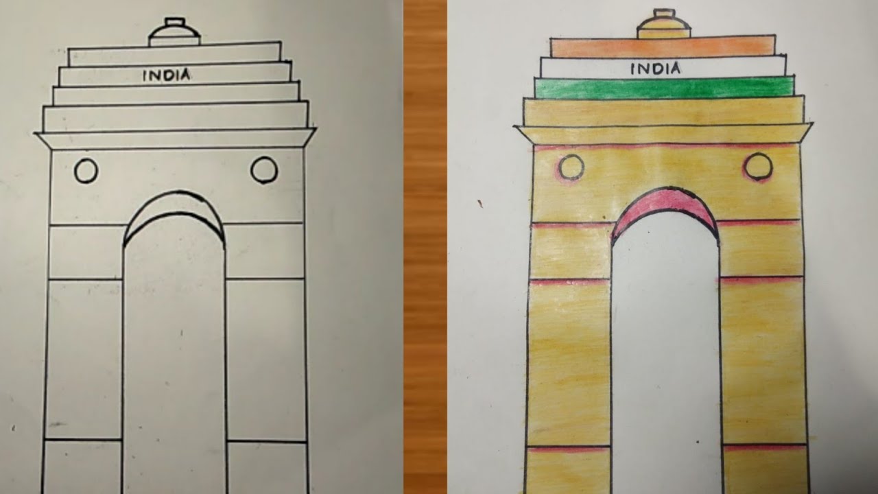 Republic Day Drawing| India Gate Drawing Easy step by step| independence  Day Drawing Sharma Art Box - YouTube