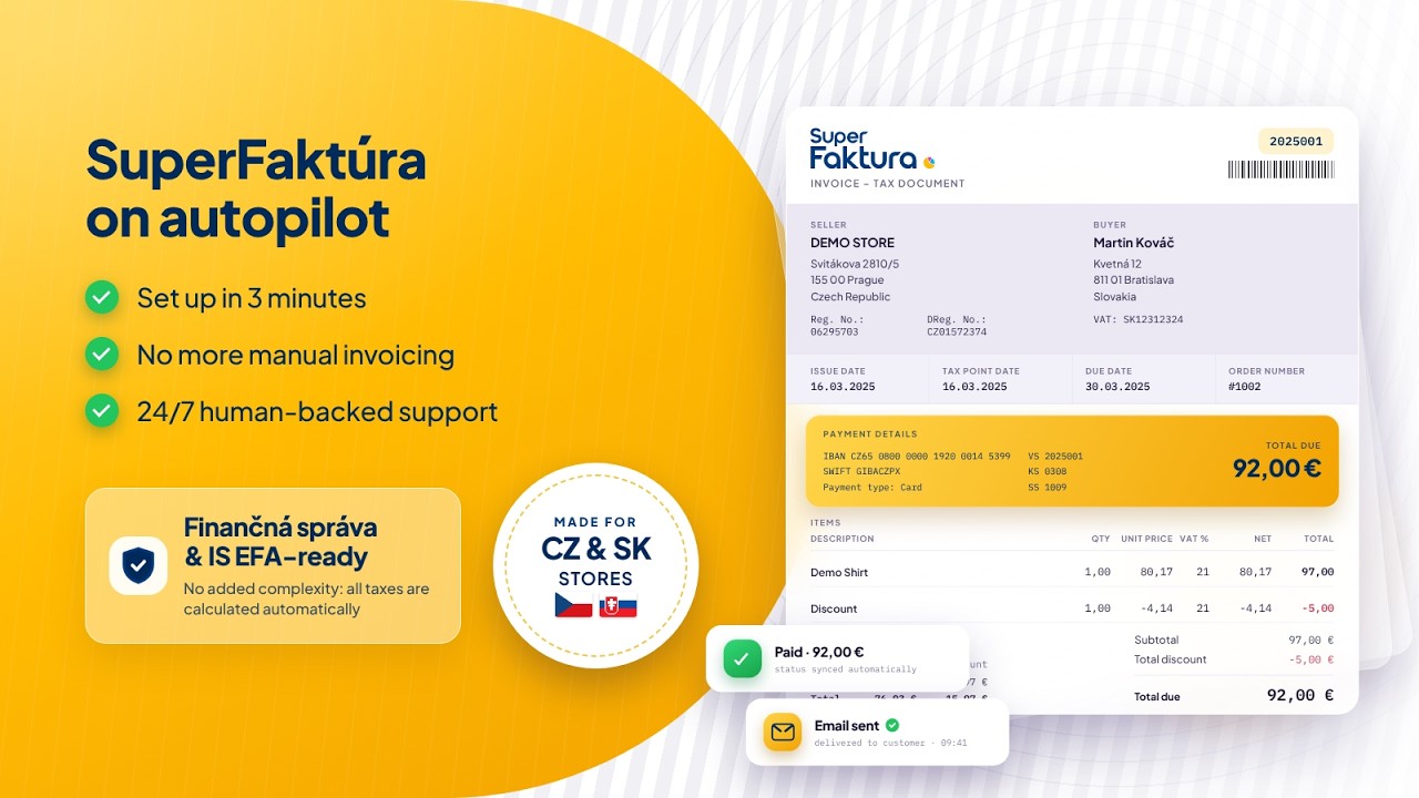 Shopify + SuperFaktúra demo