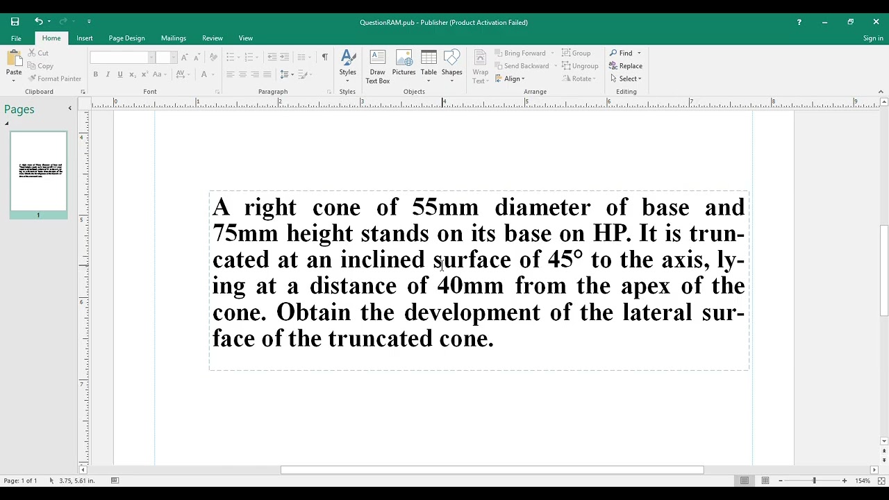 Development of Lateral Surface of a Truncated Right-Angled Cone Resting on HP | Engineering Graphics