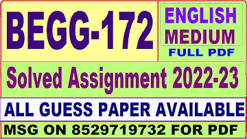 begg 172 solved assignment 2022-23 / begg 172 solved assignment in English / ignou bag solved