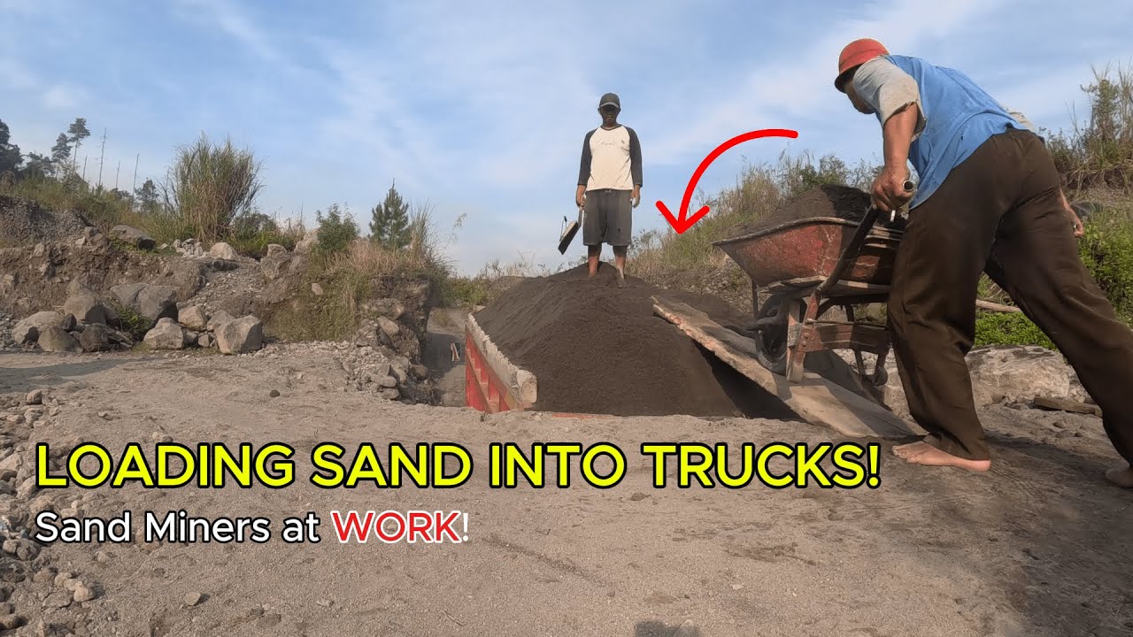 How Sand Miners at Mount Merapi Load Trucks with Volcanic Sand