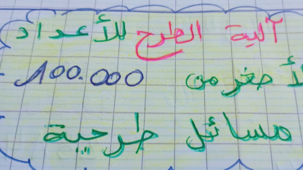 آلية الطرح للاعداد  الاصغر. من 100000 و. مسائل  طرحية