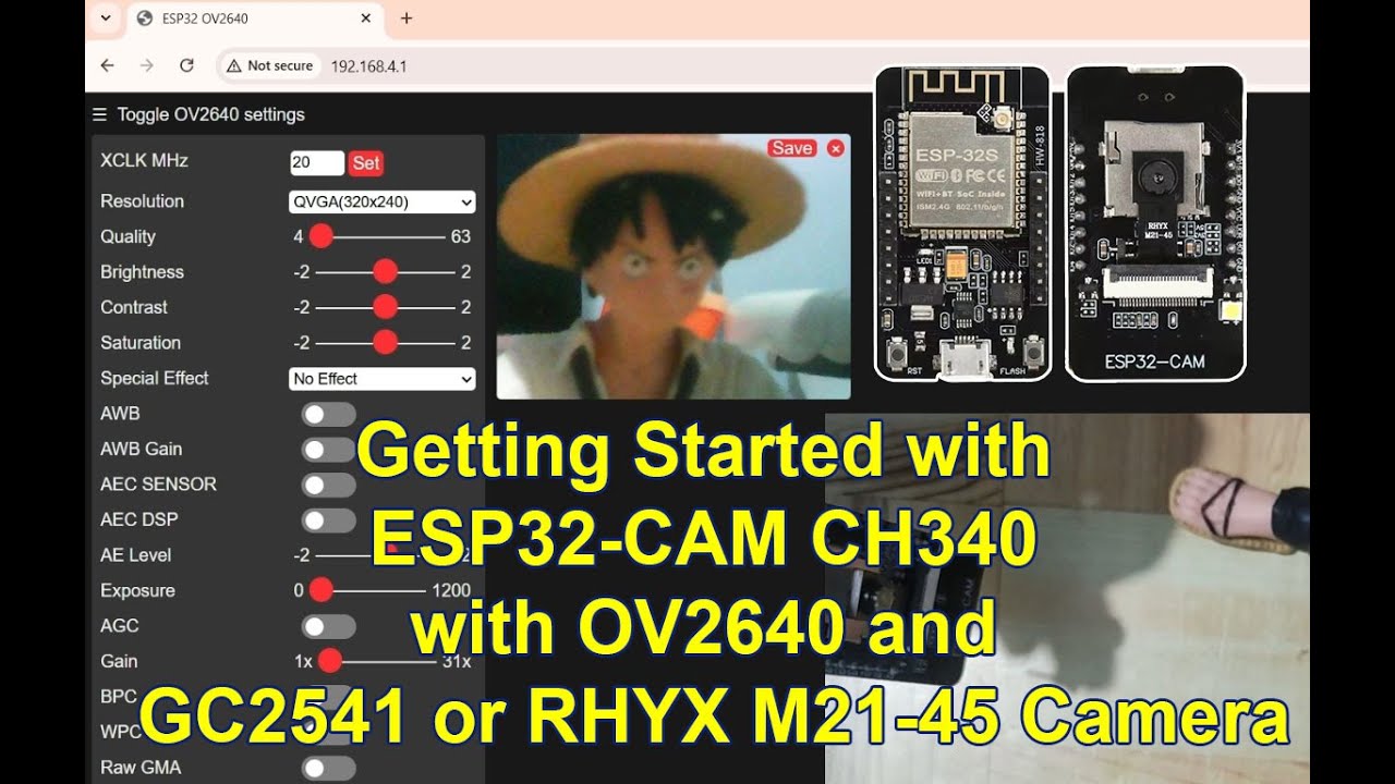 Getting Started with ESP32-CAM CH340 with OV2640 and GC2145 or RHYX M21-45 Camera