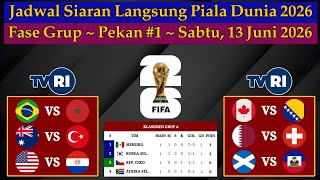 Jadwal Piala Dunia 2026 Live TVRI - Brazil vs Maroko - Klasemen Piala Dunia 2026 Pekan 1