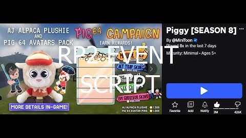 Roblox Piggy FIXED Ready Player 2 event script [Roblox Exploiting]
