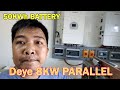 Parallel 8KW deye inverter, 36 solar panels 50kwh battery bank