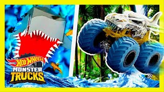 TUBARÃO GIGANTE ESTÁ PRESO NA ILHA MONSTER TRUCKS! 🦈💥|  Torneio de Titãs Monster Trucks em Português