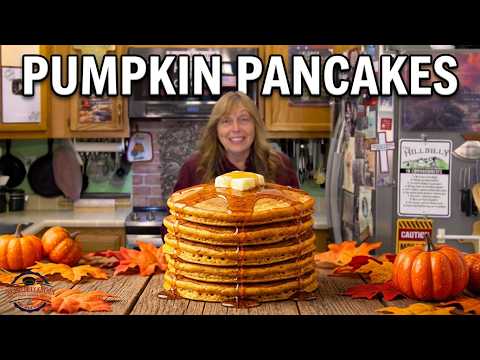 Homemade Pumpkin Pancakes | Favorite Fall Breakfast - The Hillbilly Kitchen #pumpkin #recipe #fall