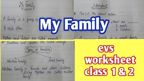 class 1 Evs worksheet// Evs worksheet for class 1,2// My Family || Evs worksheet on my Family