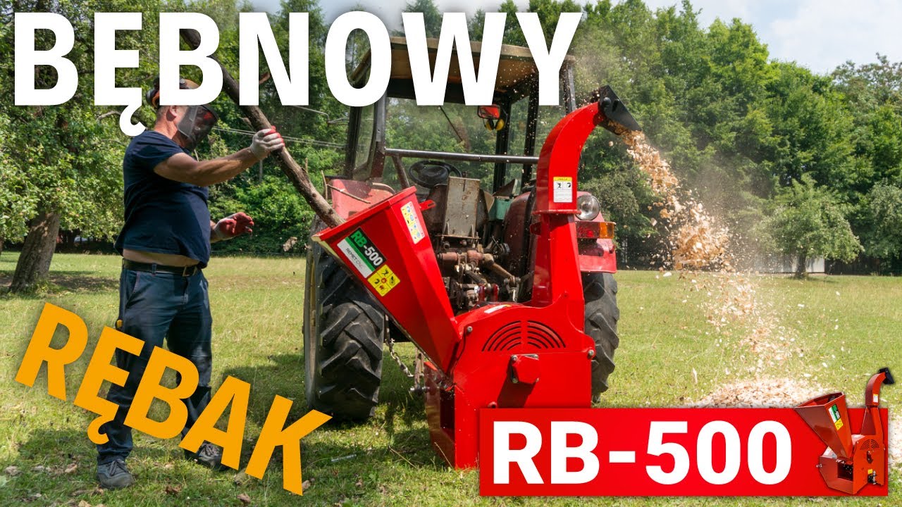 Rębak bębnowy 𝗥𝗕-𝟱𝟬𝟬 do ciągnika, do rozdrabniania na zrebkę 🙂