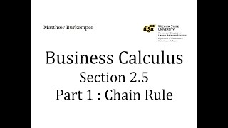 Business Calculus Section 2.5 - Part 1 : Chain Rule