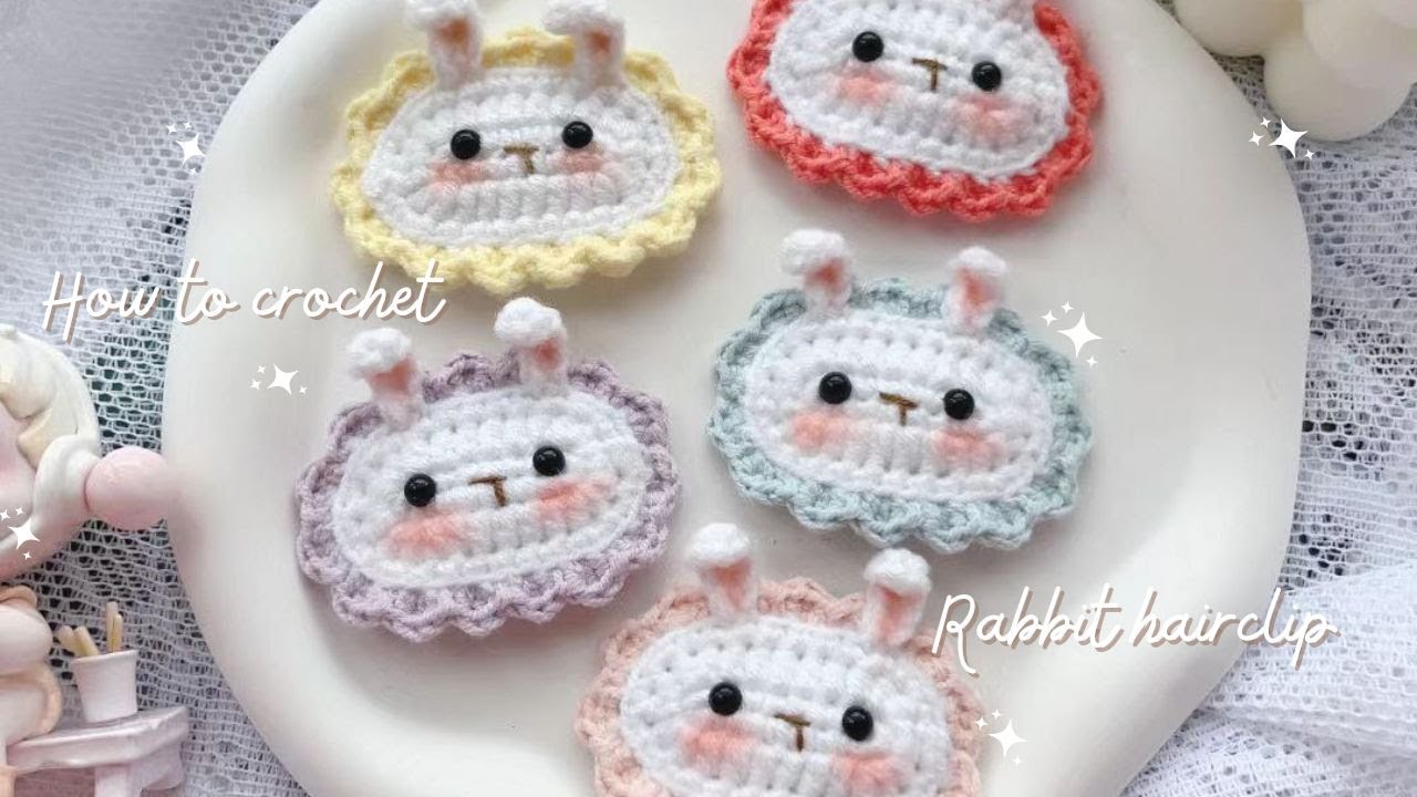 How To Crochet Bunny Hair Clip 🐰 | Easy Step-by-Step Guide, Beginner-Friendly