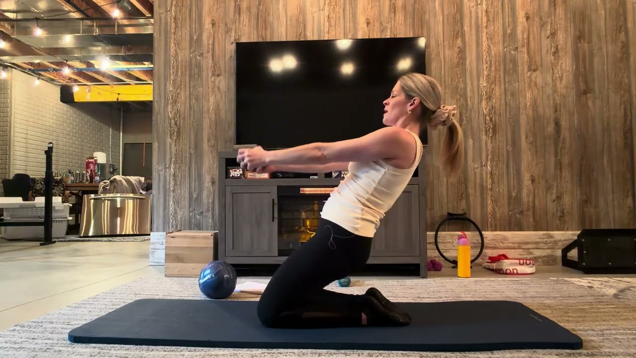 Day 12: 20 min, exercise ball and light weights 