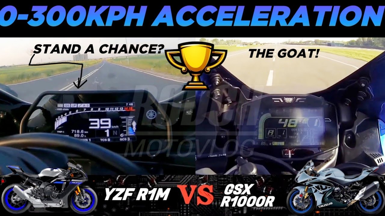 Yamaha YZF R1M 🆚️ Suzuki GSX R1000R | 0-300kph Acceleration 🔥 #yamaha # ...