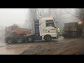 Two Man Trucks Pulling The 155 Tones Tesmec 1675 Trencher - Amazing Heavy Transports