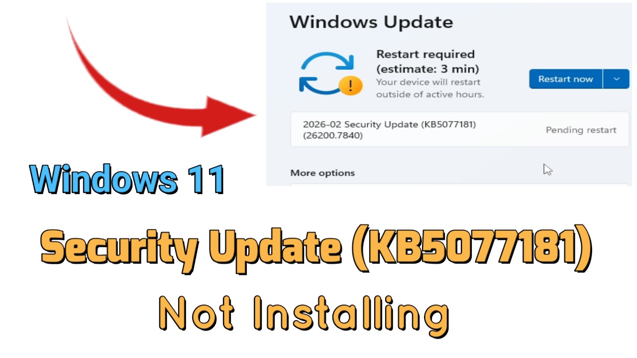 Как исправить проблему с невозможностью установки обновления безопасности 2026-02 (KB5077181) в W...