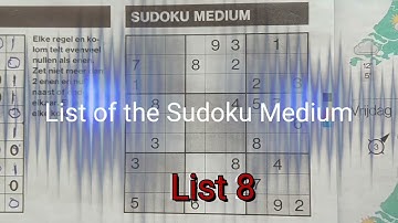 List 8 of the Sudoku Medium puzzle