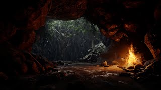 Rain and Fire Harmony| Soothing Cave Ambiance for Restful Sleep and Relaxation