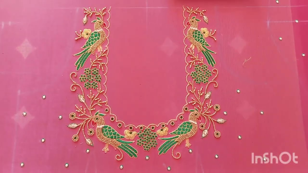 Parrot And Custard Apple Aari Work Design From Eluru Ammayi Aari Works🦜🦜🦜