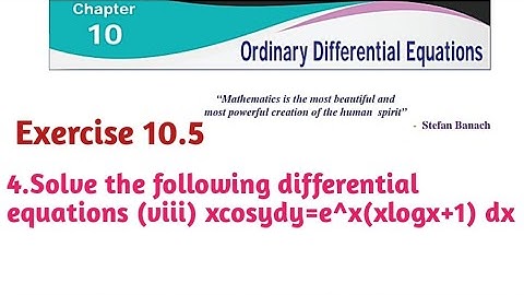Class 12 Chapter 10 Ordinary Differential Equations Exercise 10.5 4(viii) sum