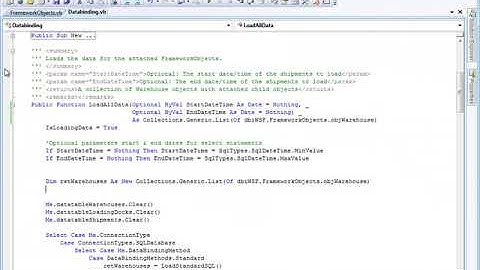 Warehouse Scheduling Framework Data Binding - Load Methods