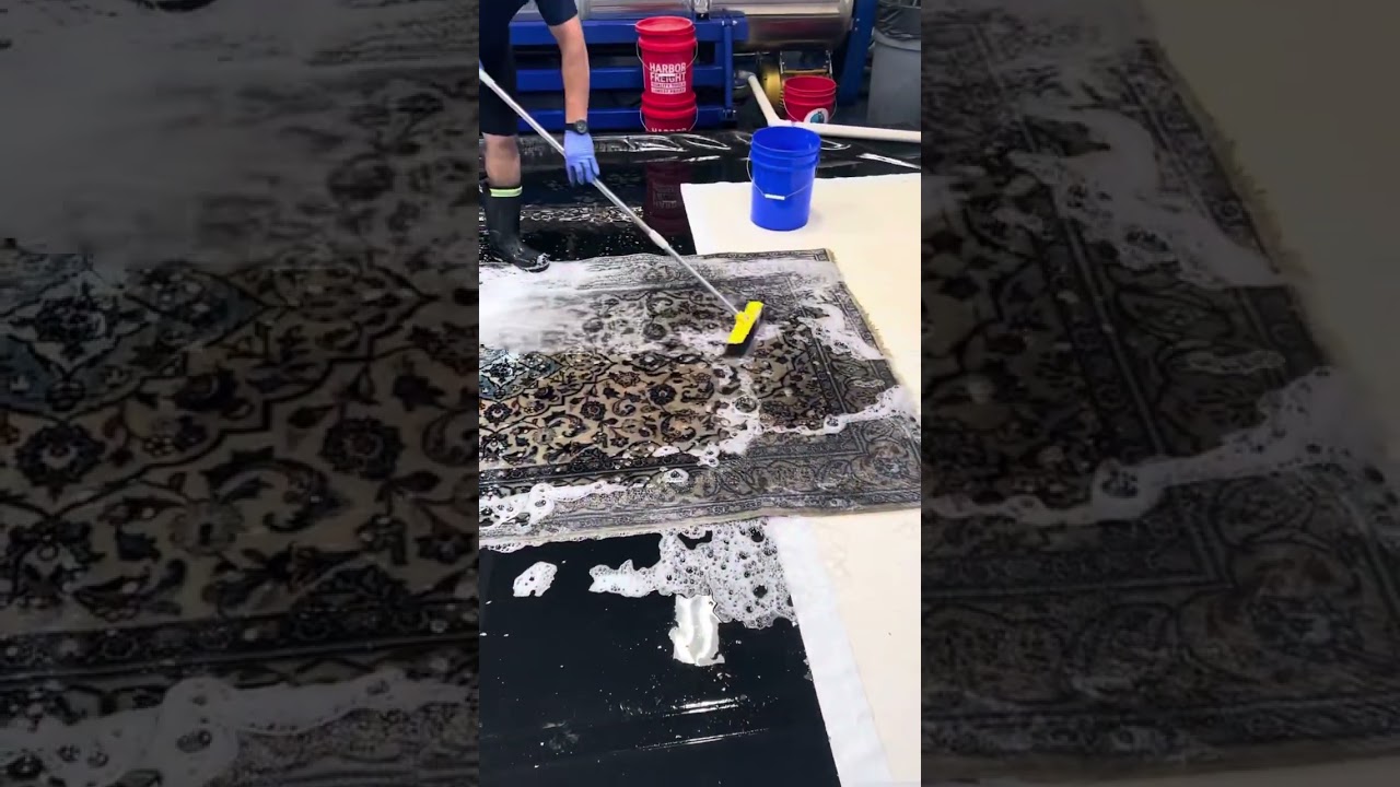 This rug was recovered from a FLOOD! Click to watch the full video! 🧼 