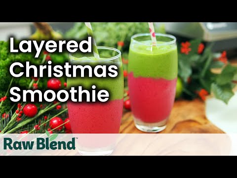How to Make a Layered Christmas Smoothie Recipe in a Vitamix Blender by Raw Blend