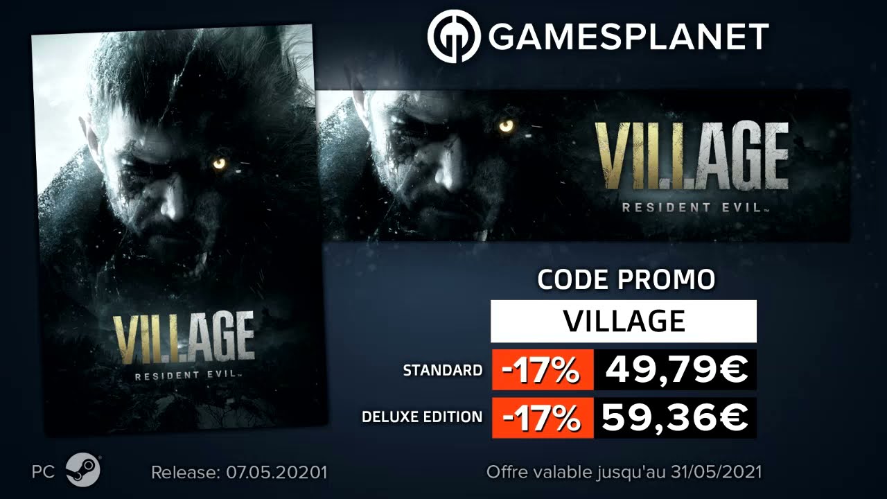 Resident Evil Village - code promo "VILLAGE" sur Gamesplanet.com