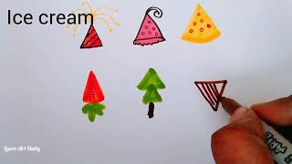 How to draw triangle shaped objects | Easy drawings