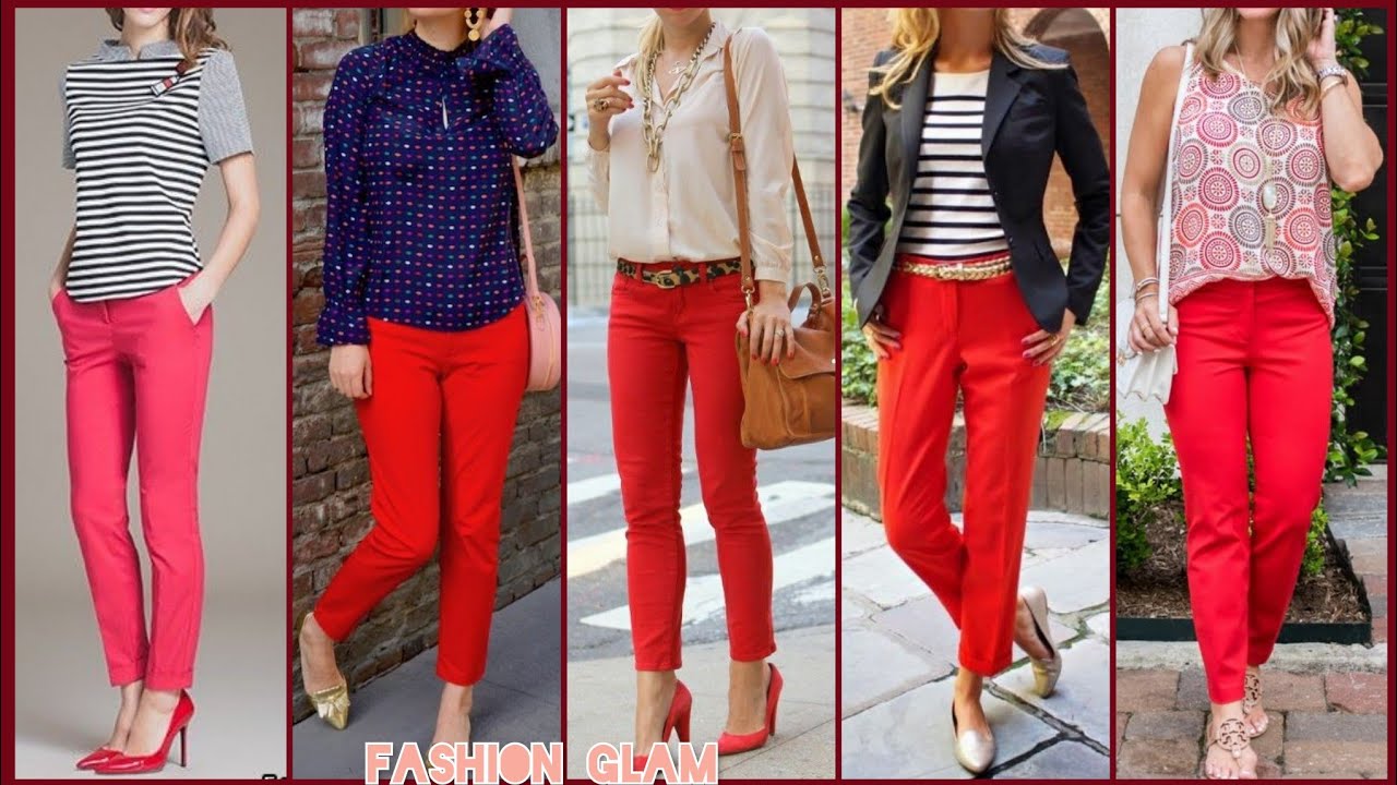 How To Wear Red Pants/New Red Pants Combination Outfits Ideas For Ladies  2023 