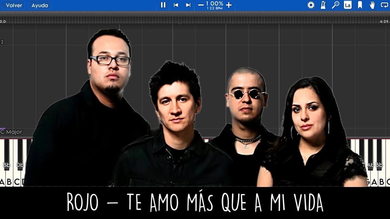 ROJO - Te amo más que a mi misma vida (Tempo 122, Tono C#) - Piano Tutorial